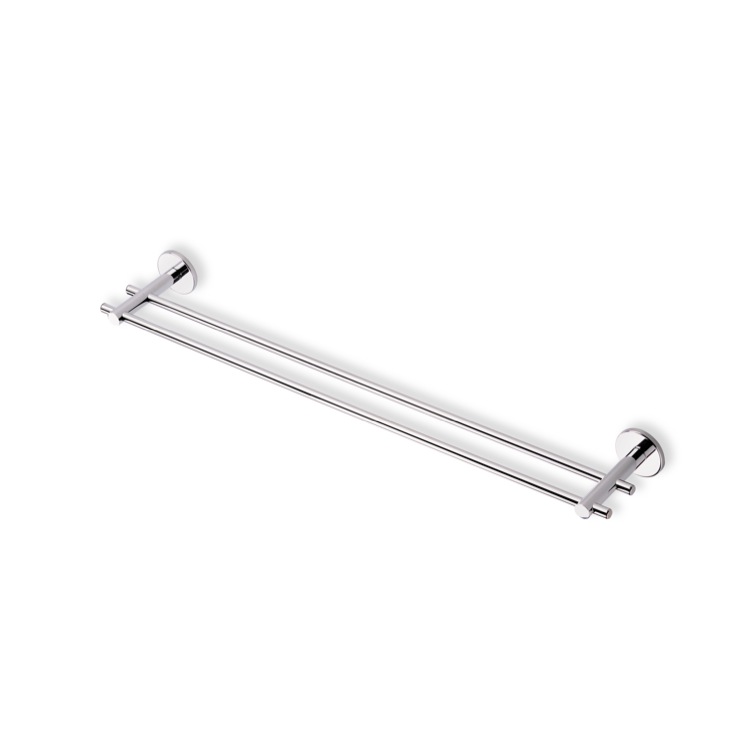 Double Towel Bar, StilHaus VE05.2-08, Chrome 24 Inch Double Towel Bar Made in Brass